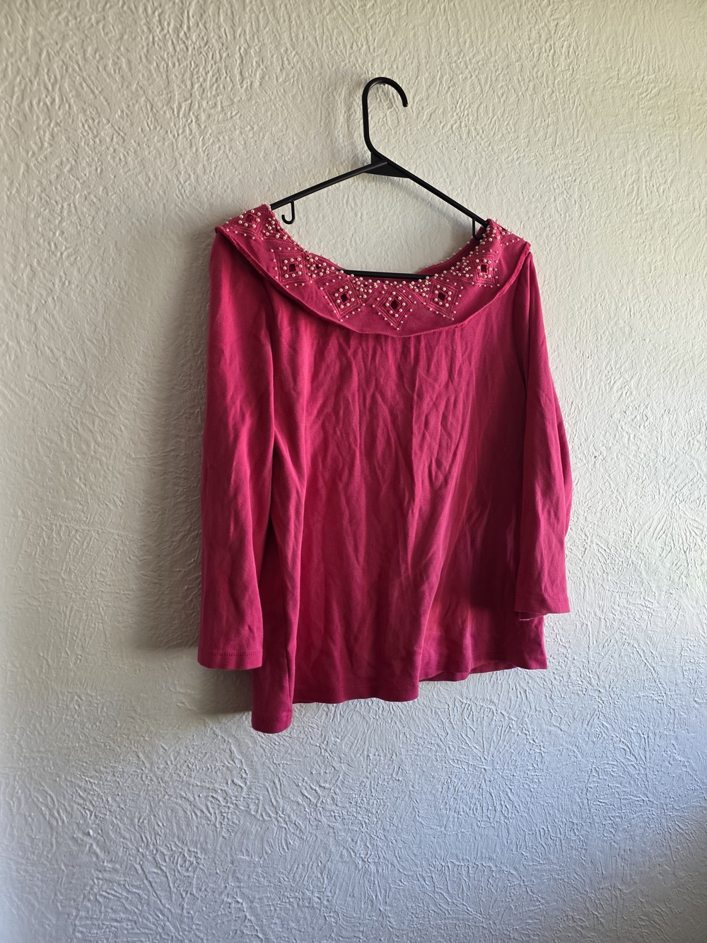 Grannycore Rafaella Pearl Embellished Neckline Tunic in Pink XL